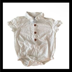 NWOT Tommy Bahama White Baby Romper with Brown Buttons
